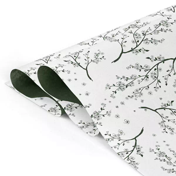 rouleau papier minéral à imprimé floral vert